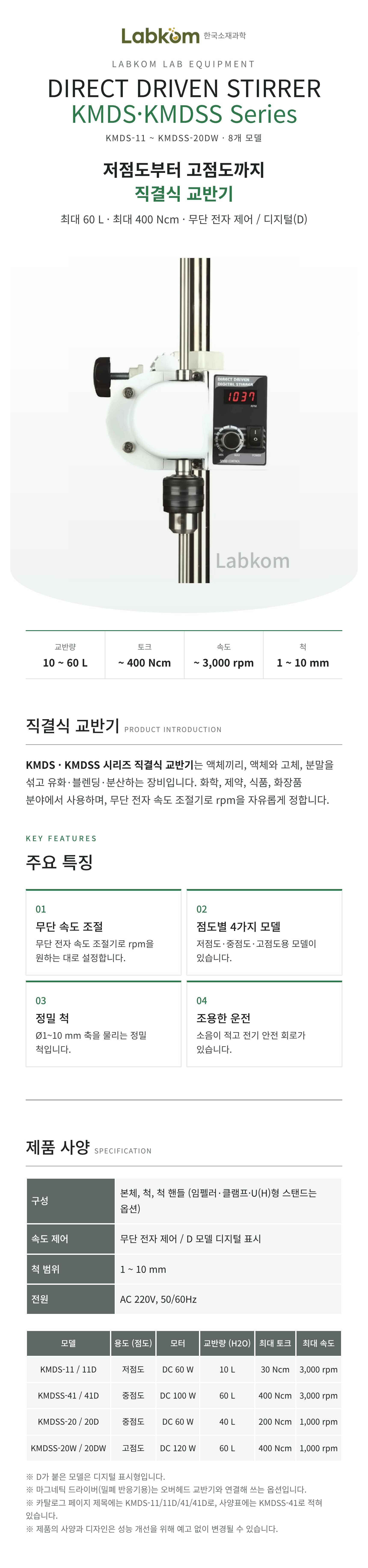 직결식 교반기 Direct Driven Stirrer KMDS/KMDSS Series