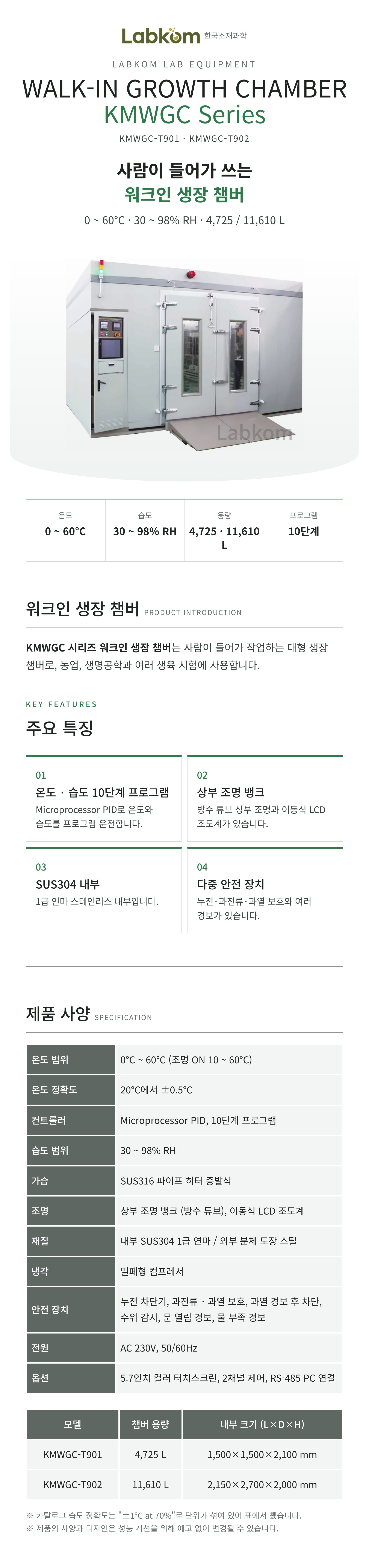 워크인 생장 챔버 Walk-in Growth Chamber KMWGC Series