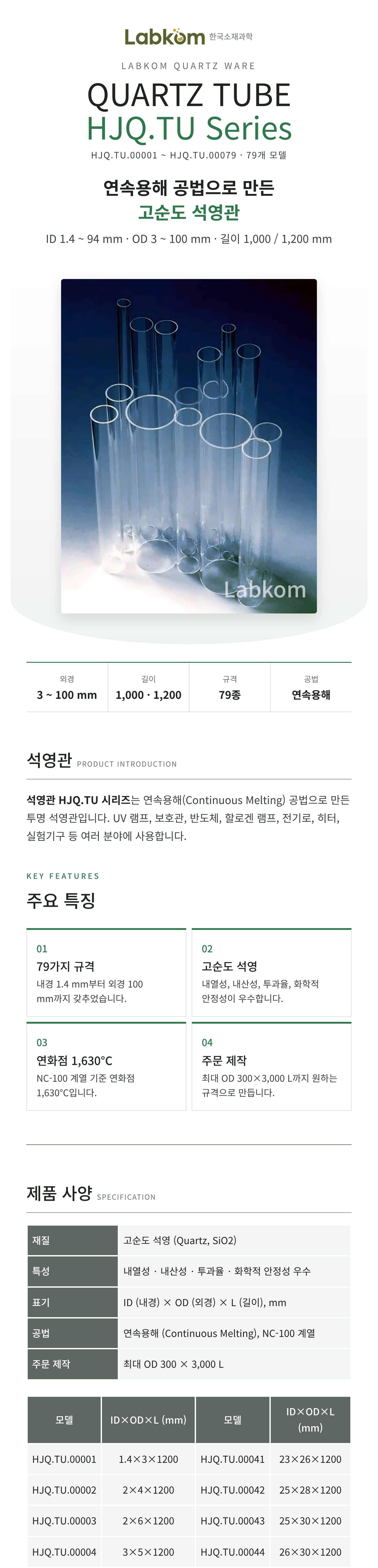 석영관 Quartz Tube HJQ.TU Series