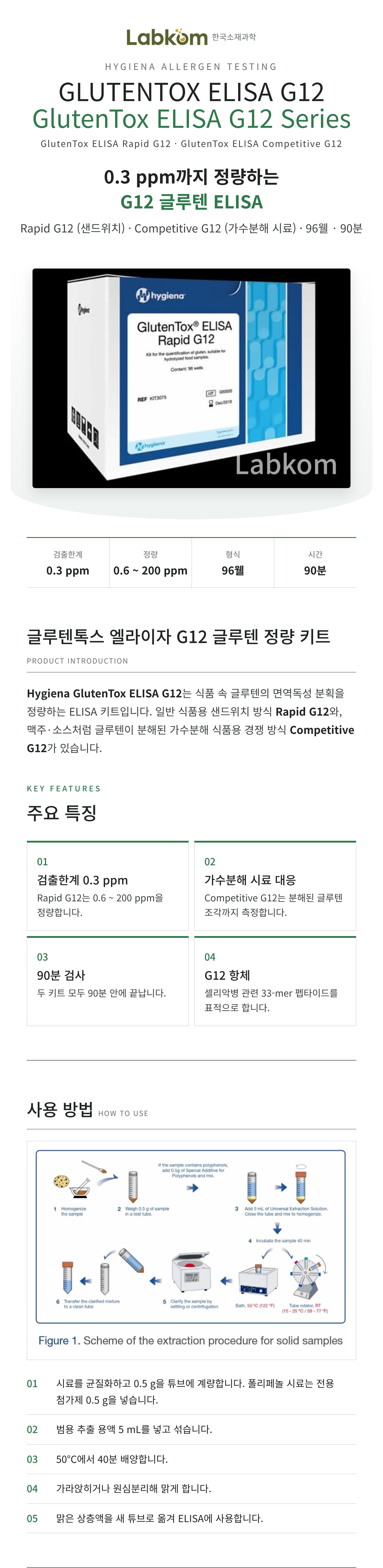 Hygiena GlutenTox ELISA G12 글루텐톡스 엘라이자 G12 글루텐 정량 키트
