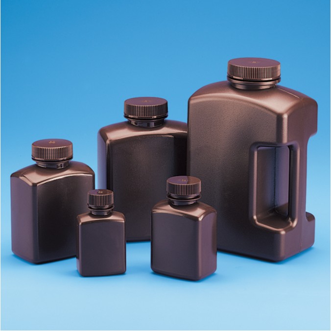 갈색 HDPE 사각병 Amber Retangular Bottle, HDPE