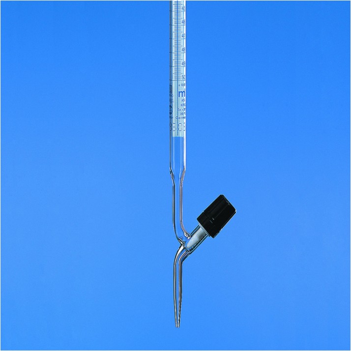 니들밸브형 투명 뷰렛, Class AS + Batch 보증서 PTFE Needle Valve Buret