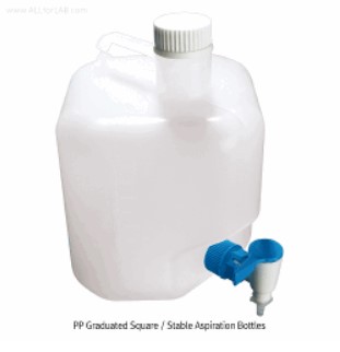 PP 눈금 사각 안전 아스피레이터 바틀, Azlon® 5~20 Lit PP Graduated Square/Aspiration Bottle